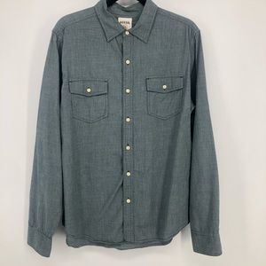 🎈 Fossil 54 Blue White Weave Casual Button Down